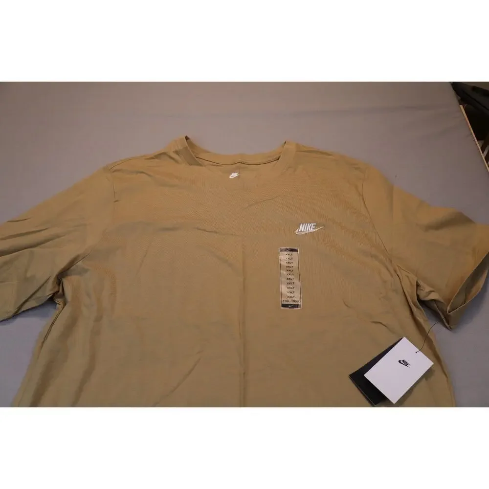 NEW Nike Sportswear Club Men's Tan Short Sleeve Crew Neck T Shirt Tee XXL Tall